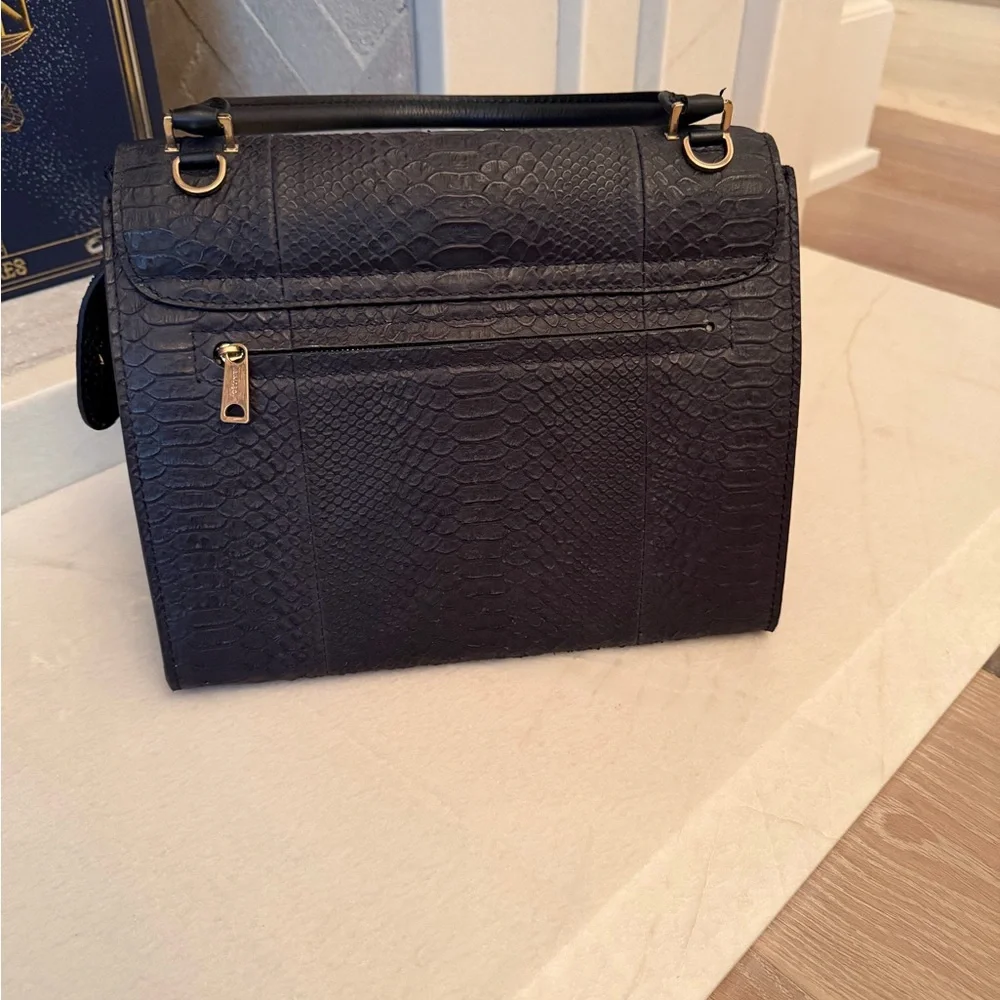 Trapeze python and suede Women's Bag - Picture 7 of 9